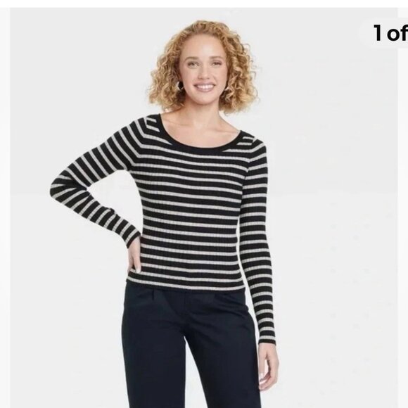 818-819 WOMENS BLACK/TAUPE XL PULLOVER SWEATER BY A NEW DAY - Picture 1 of 2